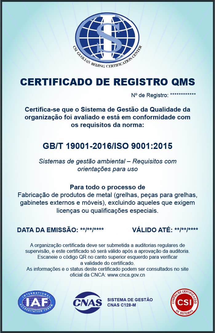 ISO 9001:2015 Gestão da Qualidade EMBERA